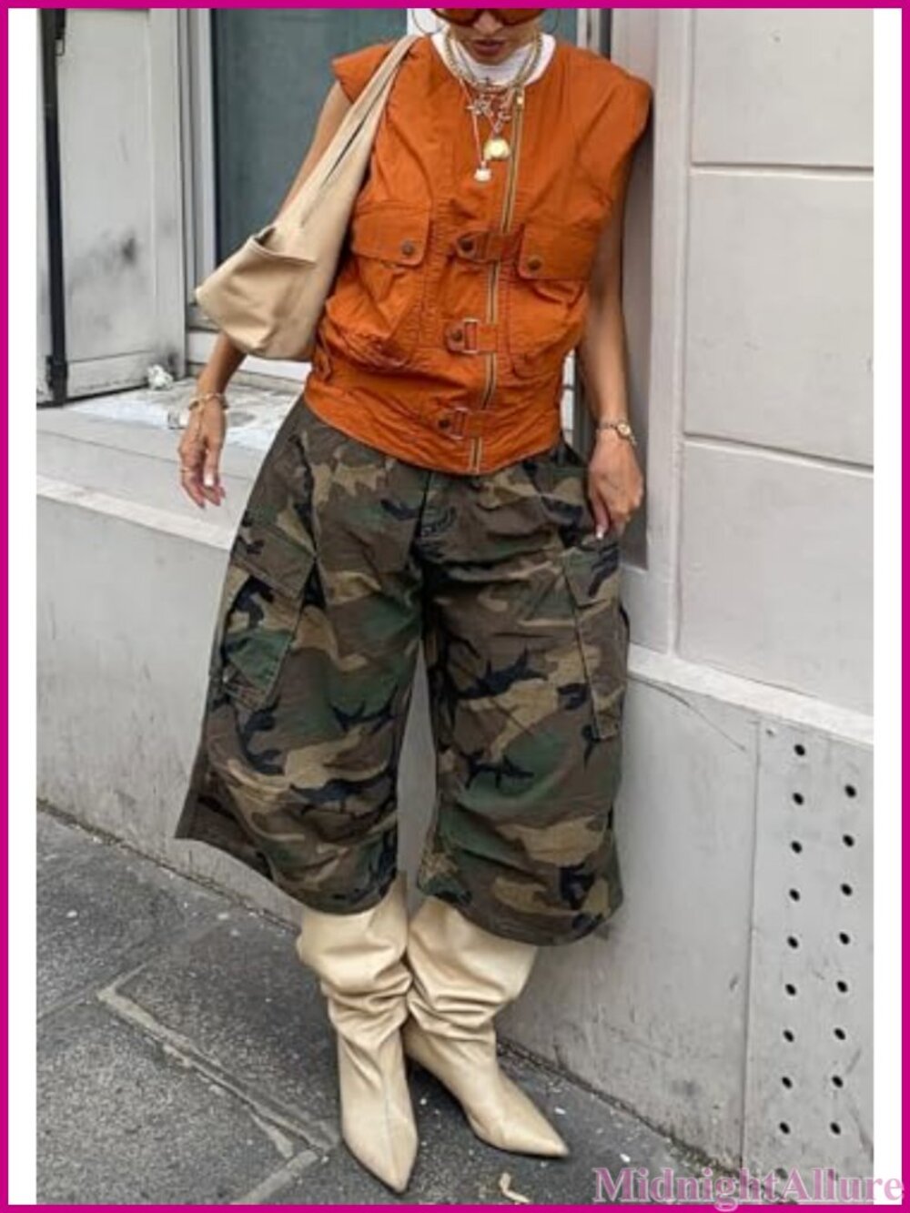 Women's Baggy Cargo Jeans Camo Wide Leg Harem Capri Denim Pants - Picture 2 of 6